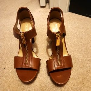 Michael Kors Brown Women's Open Toe Heels with Zipper Size 6.5